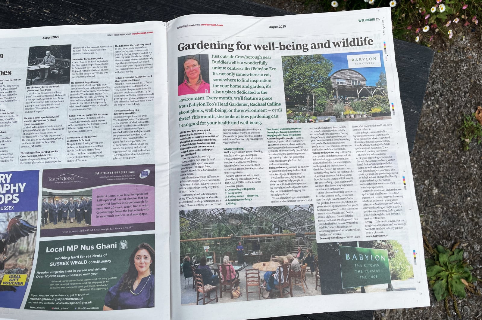 The Babylon Gardening for wellbeing article in the Crowborough Newspaper