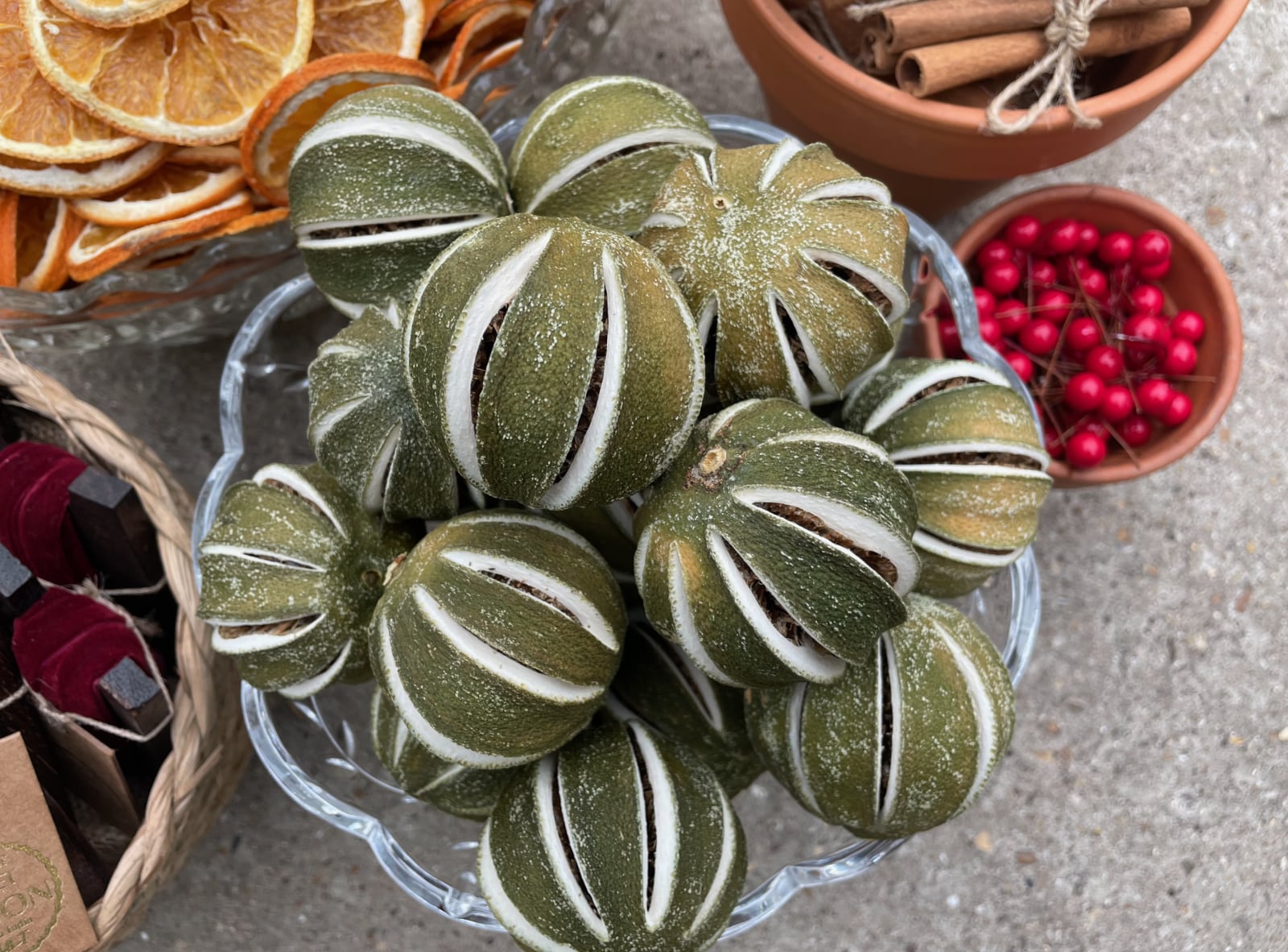 Dried limes for the Wreath bar.