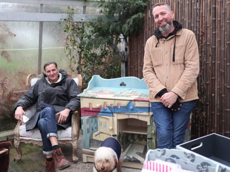 Carsten the Carpenter and friend and a dog