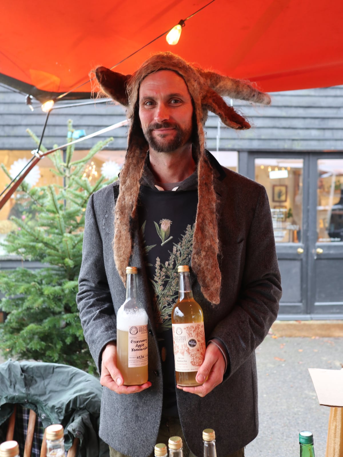One of the team from Old Tree Brewery wearing a fantastic hat!