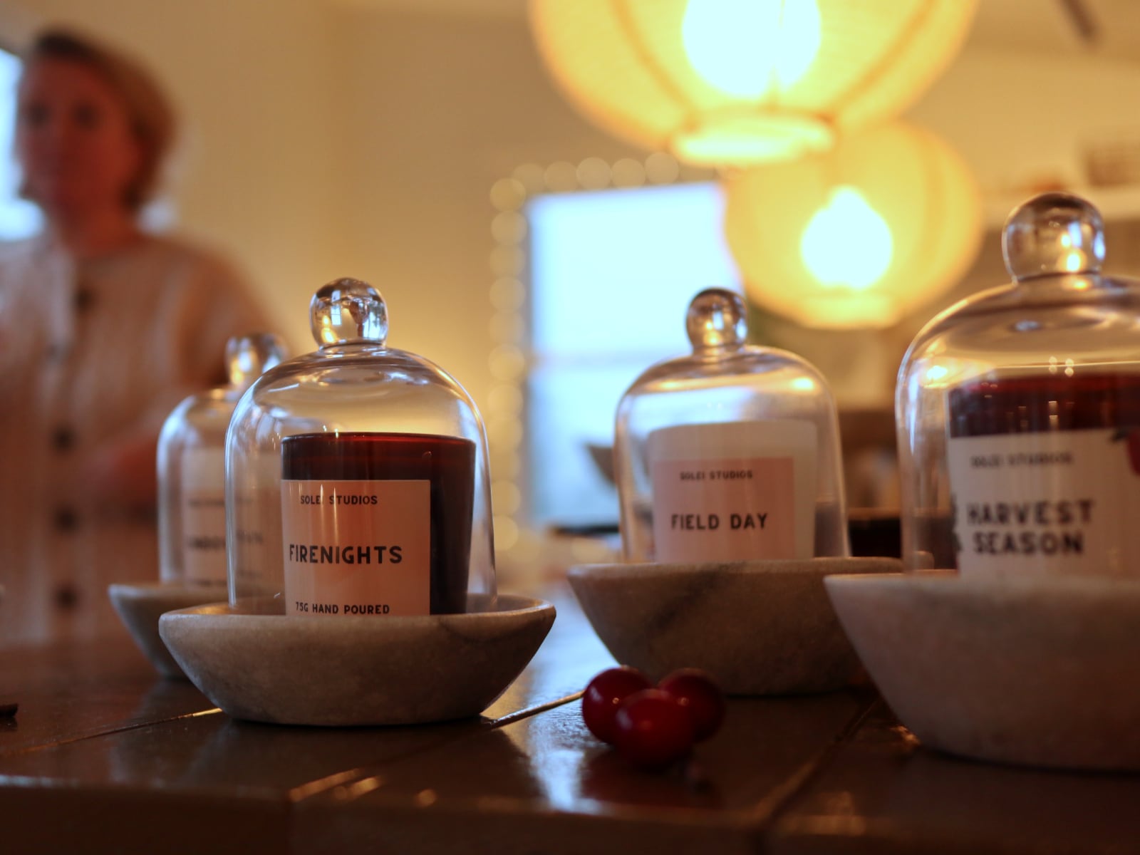 Candles in the Heath + Down store.