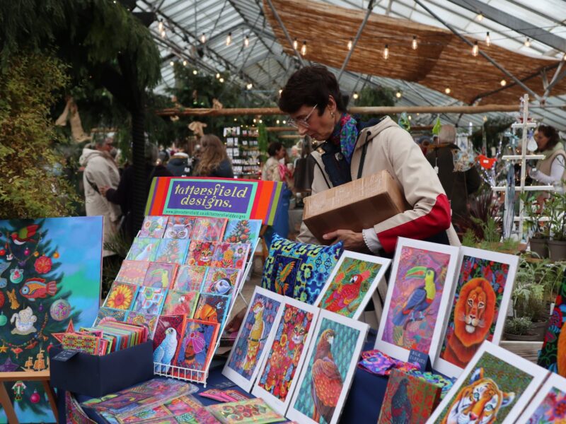 The very colourful stall from Tattersfield designs.