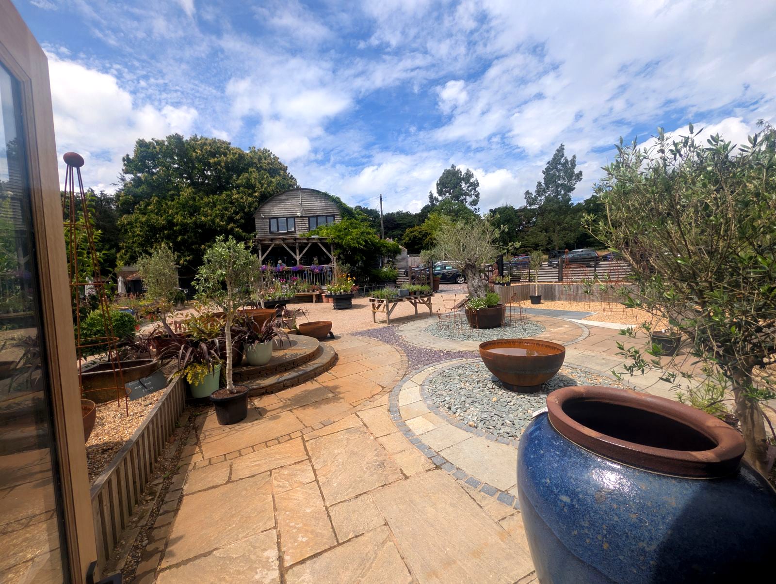 A view across to The Restaurant from the doorway of The Barn