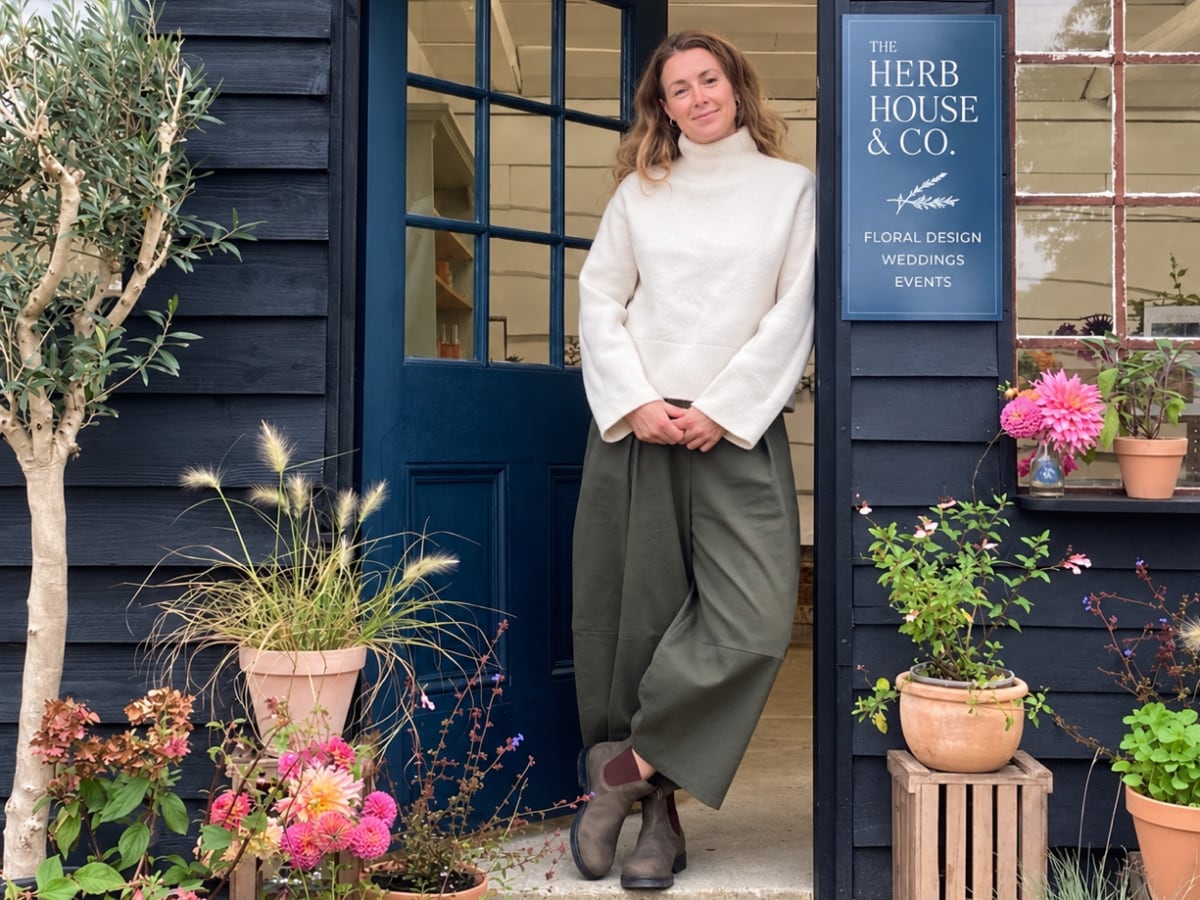 The Herb House & Co Marie outside the Herb House & Co workshop.